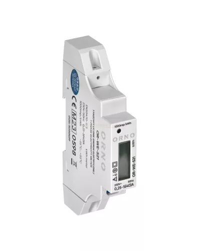 Digitális fogyasztásmérő 1 fázisú 40A, 230V, IP51, LED, 1 modul MID hiteles