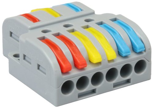 Többpólusú csavar nélküli vezetékösszekötő, nyitható 0,5-4mm2, 32A, 400VAC 3P