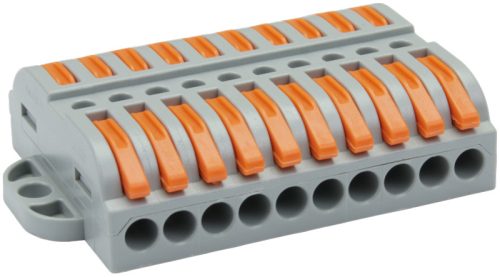 Csavar nélküli vezetékösszekötő, toldó, nyitható 0,5-4mm2, 32A, 400VAC 10P