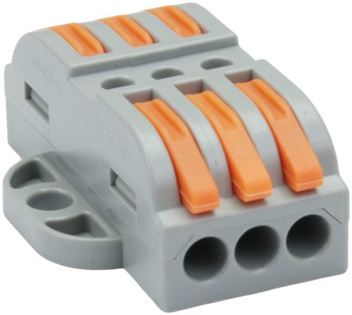 Csavar nélküli vezetékösszekötő, toldó, nyitható 0,5-4mm2, 32A, 400VAC 3P