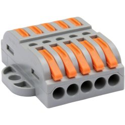   Csavar nélküli vezetékösszekötő, toldó, nyitható 0,5-4mm2, 32A, 400VAC 5P
