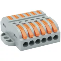   Csavar nélküli vezetékösszekötő, toldó, nyitható 0,5-4mm2, 32A, 400VAC 6P