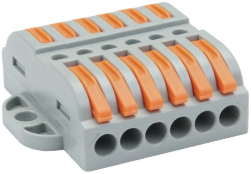 Csavar nélküli vezetékösszekötő, toldó, nyitható 0,5-4mm2, 32A, 400VAC 6P