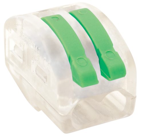 Csavar nélküli vezetékösszekötő, nyitható átlátszó 0,75-4mm2, 32A, 400VAC 2P