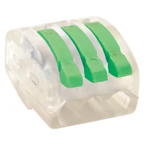   Csavar nélküli vezetékösszekötő, nyitható átlátszó 0,75-4mm2, 32A, 400VAC 3P