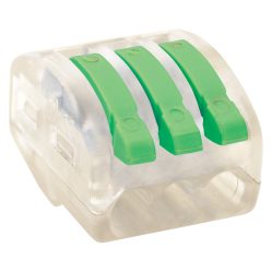   Csavar nélküli vezetékösszekötő, nyitható átlátszó 0,75-4mm2, 32A, 400VAC 3P