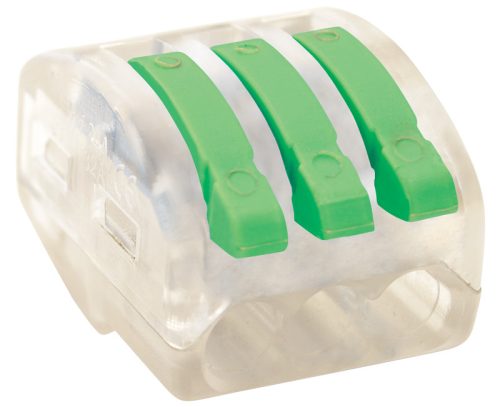 Csavar nélküli vezetékösszekötő, nyitható átlátszó 0,75-4mm2, 32A, 400VAC 3P