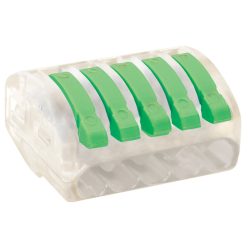   Csavar nélküli vezetékösszekötő, nyitható átlátszó 0,75-4mm2, 32A, 400VAC 5P