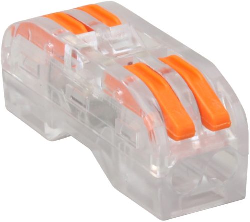 Csavar nélküli vezetékösszekötő, toldó, nyitható, átlátszó 0,5-4mm2, 32A, 400VAC 2P