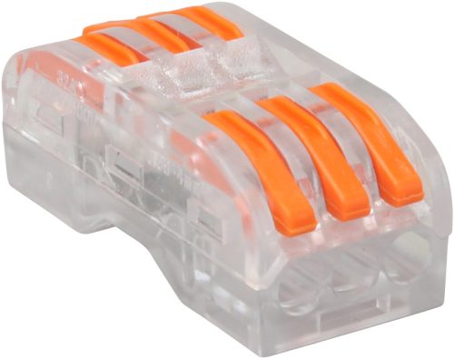 Csavar nélküli vezetékösszekötő, toldó, nyitható, átlátszó 0,5-4mm2, 32A, 400VAC 3P