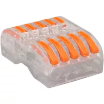   Csavar nélküli vezetékösszekötő, toldó, nyitható, átlátszó 0,5-4mm2, 32A, 400VAC 5P