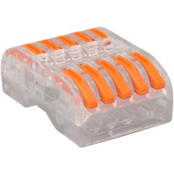   Csavar nélküli vezetékösszekötő, toldó, nyitható, átlátszó 0,5-4mm2, 32A, 400VAC 5P