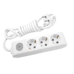   Kapcsolós elosztó 3-as fehér, hosszabbító 1,5m vezetékkel