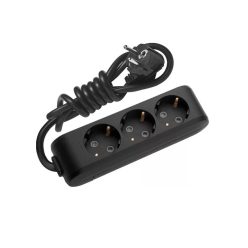 Elosztó 3-as fekete, hosszabbító 3m vezetékkel