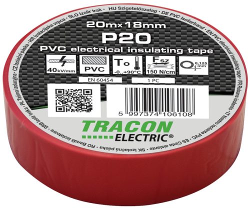 Szigetelőszalag, piros 20m×18mm
