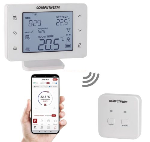 Szobatermosztát vezeték nélküli programozható digitális COMPUTHERM Q20RF WIFI