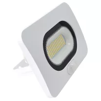   Led reflektor 50 W természetes fehér (fehér ház) mozgásérzékelővel