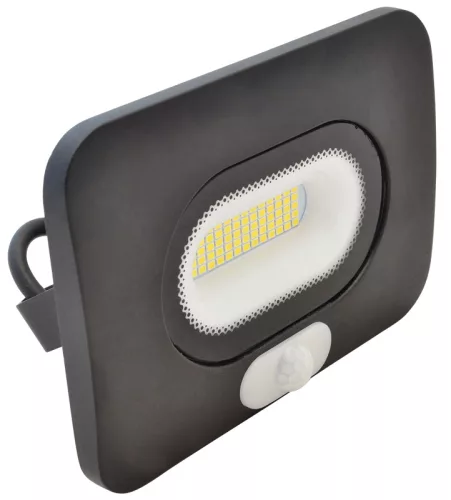 SMD fényvető mozgásérzékelővel, fekete 220-240V AC, 10W, 4000K, IP65, 800lm, 110°, 3-10m, EEI=G