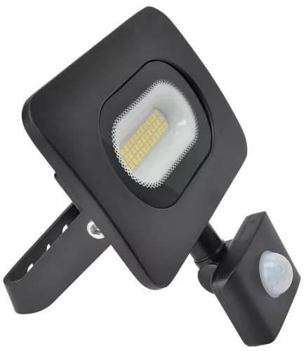 SMD fényvető mozgásérzékelővel, fekete 220-240V,20W,4000K,IP65,1600lm,120°, 10s-7min, 3-10m, EEI=G