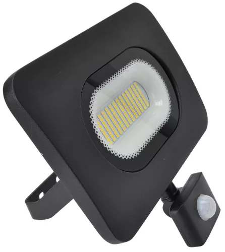 SMD fényvető mozgásérzékelővel, fekete 220-240V,50W,4000K,IP65,4000lm,120°, 10s-7min, 3-10m, EEI=G