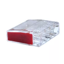   Csavar nélküli vezetékösszekötő, átlátszó/piros 4×0,5-2,5mm2, 450VAC, max. 16A