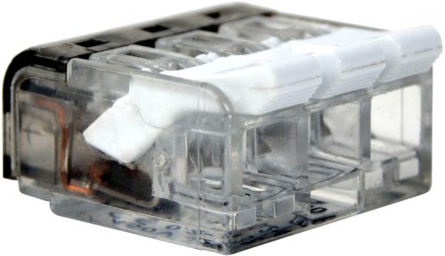 Csavar nélküli vezetékösszekötő, nyitható átlátszó 0,2-4mm2, 32A, 450VAC 3P
