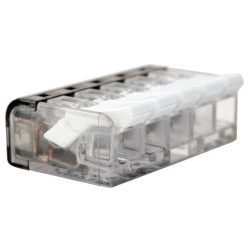   Csavar nélküli vezetékösszekötő, nyitható átlátszó 0,2-4mm2, 32A, 450VAC 5P