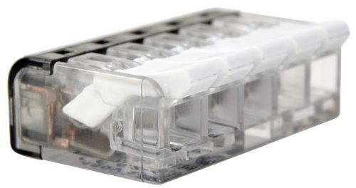 Csavar nélküli vezetékösszekötő, nyitható átlátszó 0,2-4mm2, 32A, 450VAC 5P