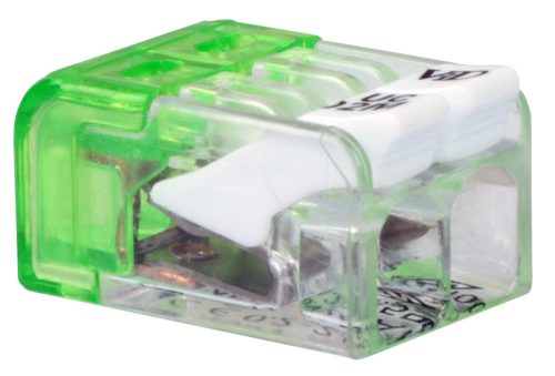 Csavar nélküli vezetékösszekötő, nyitható átlátszó 0,2-2,5mm2, 24A, 450VAC 2P