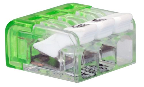 Csavar nélküli vezetékösszekötő, nyitható átlátszó 0,2-2,5mm2, 24A, 450VAC 3P