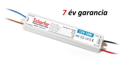 Scharfer led tápegység, 12 VDC, 18 W, IP67