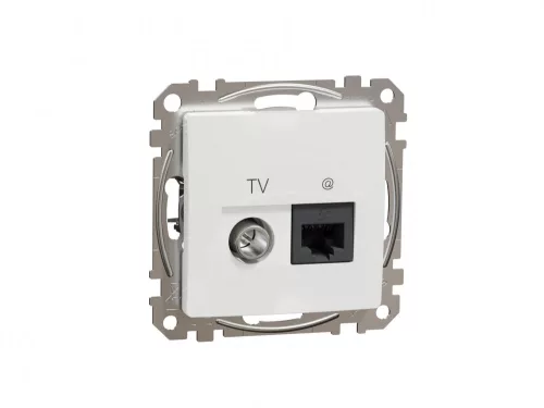 ÚJ SEDNA TV/RJ45 Cat6 UTP kombinált aljzat, fehér