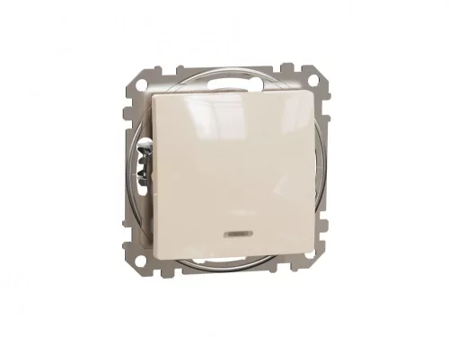 ÚJ SEDNA Váltókapcsoló, kék jelzőfénnyel, 10AX, bézs