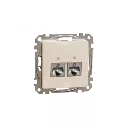 ÚJ SEDNA 2xRJ45 Cat6 STP aljzat, bézs