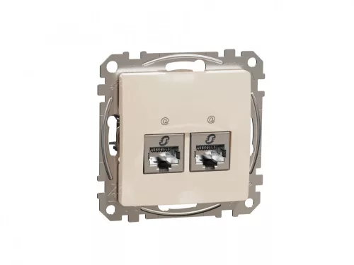 ÚJ SEDNA 2xRJ45 Cat6 STP aljzat, bézs
