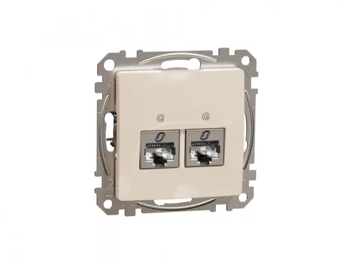 ÚJ SEDNA 2xRJ45 Cat6A STP aljzat, bézs