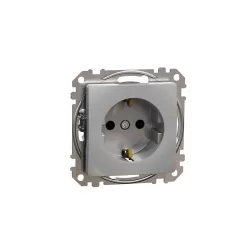   ÚJ SEDNA 2P+F csatlakozóaljzat biztonsági zsaluval, csavaros bekötés, 16A, alumínium