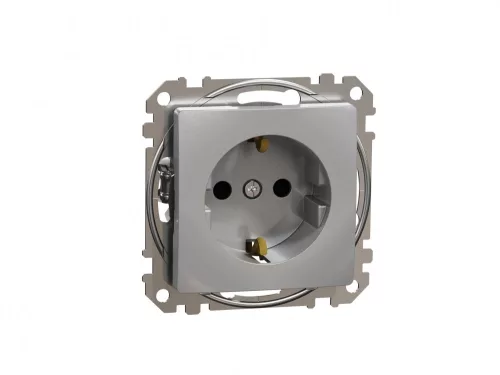 ÚJ SEDNA 2P+F csatlakozóaljzat biztonsági zsaluval, csavaros bekötés, 16A, alumínium