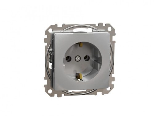 ÚJ SEDNA 2P+F csatlakozóaljzat, rugós bekötés, 16A, alumínium