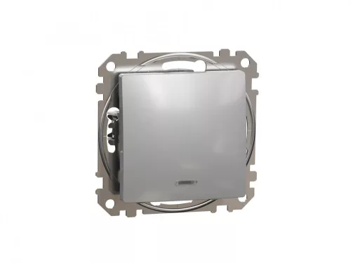 ÚJ SEDNA Váltókapcsoló, kék jelzőfénnyel, 16AX, alumínium