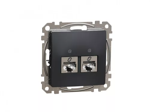 ÚJ SEDNA 2xRJ45 Cat6 STP aljzat, antracit