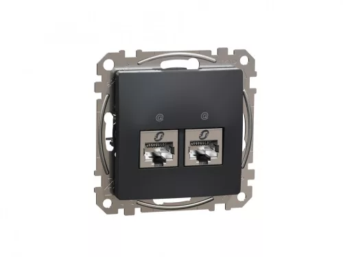 ÚJ SEDNA 2xRJ45 Cat6A STP aljzat, antracit