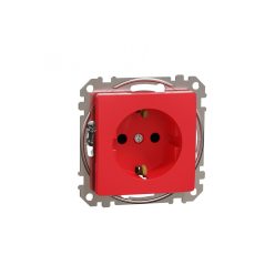   ÚJ SEDNA 2P+F csatlakozóaljzat biztonsági zsaluval, csavaros bekötés, nem reteszelt, 16A, piros