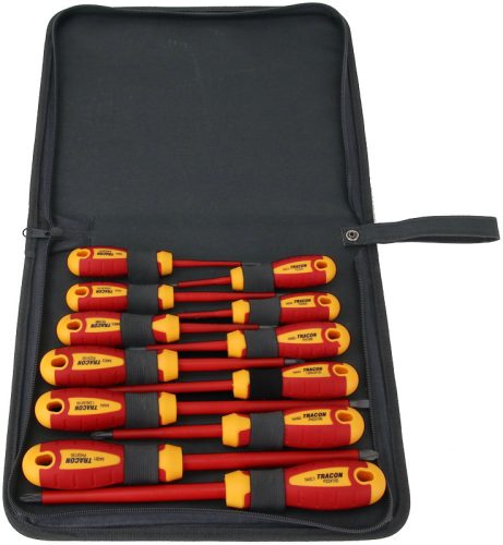 Csavarhúzó 12es szett, 1000V-ra szig., CrV, SLPHPZ, tartóban SL 2.5, 4, 5.5, 6.5, PH0-3, PZ0-3 , AC 1000V