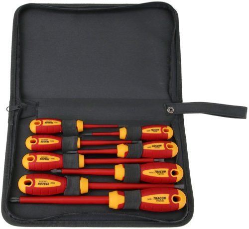 Csavarhúzó 8as szett, 1000V-raszig., CrV, SLPH, tartóban SL 2.5, 4, 5.5, 6.5, PH0-3, AC 1000V