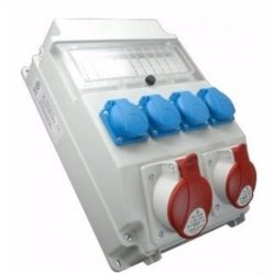   Szerelt ipari doboz 1x 5p 16A 1x 5P 32A beép.dugalj + 4x 2p+f házt.dugalj vezetékelve ROS-11/x-21/S