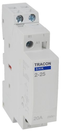Installációs kontaktor 230V AC, 50Hz, 1 Mod, 2×NO AC1/AC7a, 25A