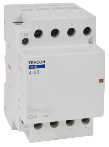 Installációs kontaktor 230V AC, 50Hz, 3 Mod, 4×NO, AC1/AC7a, 63A