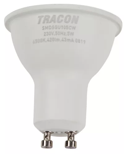 Műanyag házas SMD LED spot fényforrás SAMSUNG chippel GU10, 5W, 6500K