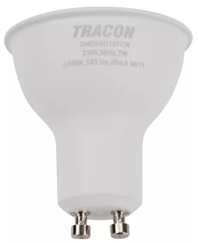 Műanyag házas SMD LED spot fényforrás SAMSUNG chippel GU10, 7W, 6500K